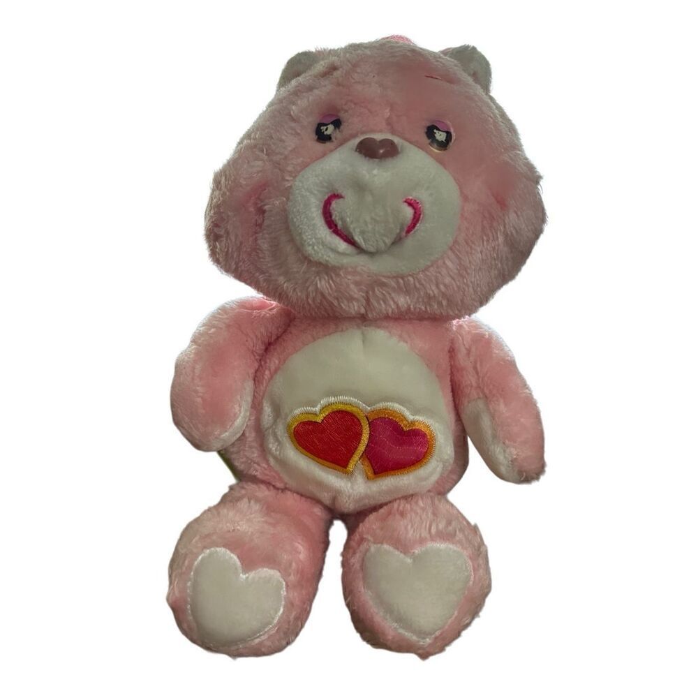 CARE BEAR Vintage 1983 Kenner Plush Love A Lot Bear Pink 13" Stuffed Animal Toy